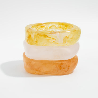 Fashionable Gradient Translucent Resin Bangle Geometric Wide Cuff Bracelet