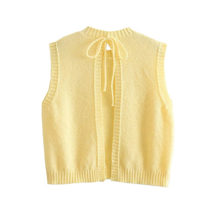 Casual Round Neck Sleeveless Backless Vest