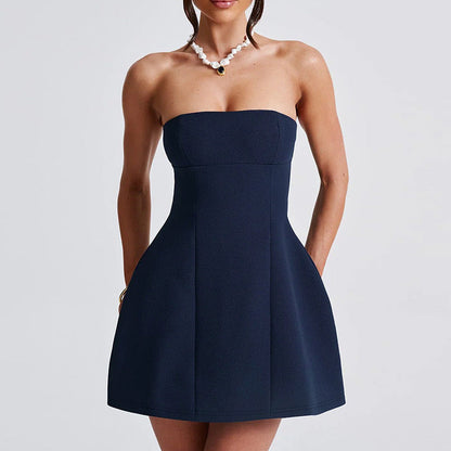 Strapless A-Line Mini Dress Casual Chic Women's Dress