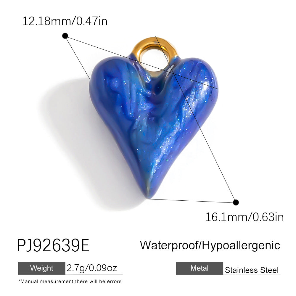 Colorful Oil-Drop Fish Heart Pendant Steel DIY Jewelry Accessories