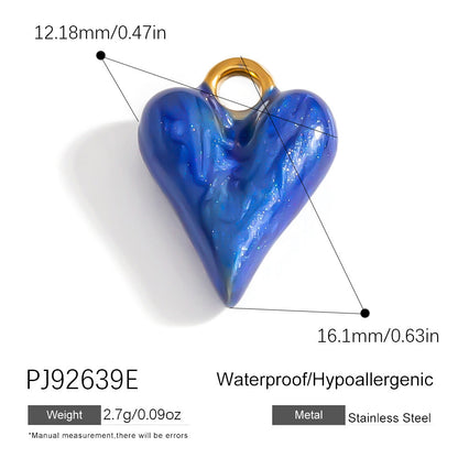 Colorful Oil-Drop Fish Heart Pendant Steel DIY Jewelry Accessories
