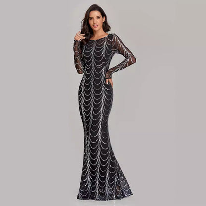 Elegant Mermaid Dress with Sequins for Evening Parties