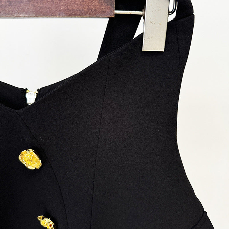 Trendy Rose Metal Buckle Neck Half Body Pencil Skirt
