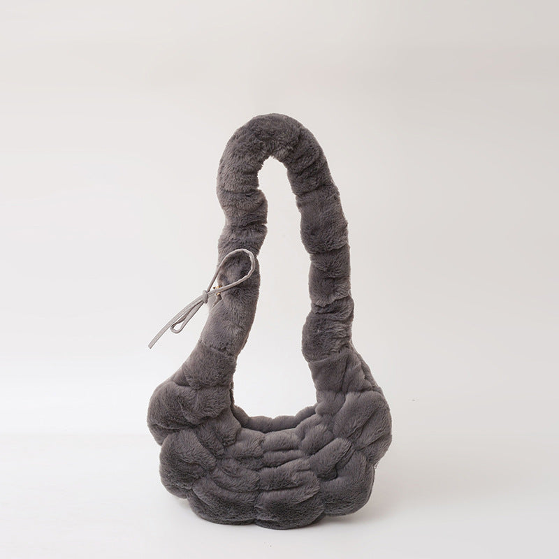 Trendy Plush Croissant Cloud Bag Soft Casual Shoulder Bag