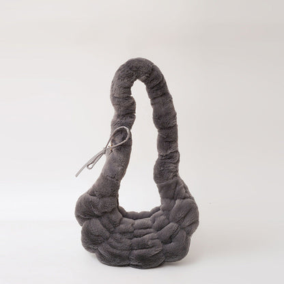 Trendy Plush Croissant Cloud Bag Soft Casual Shoulder Bag