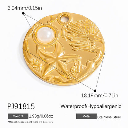 DIY Jewelry Accessories 18K Gold-Plated Stainless Steel Ocean-Inspired Bracelet Necklace Earring Pendant