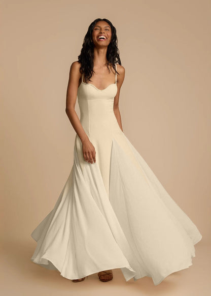Cream Maxi Dress Lightweight Acetate Spaghetti Strap