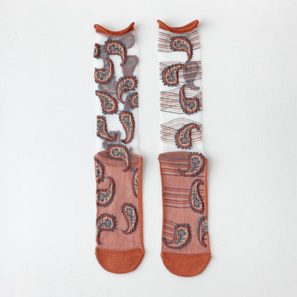 Rufia - Asymmetrical Pattern Sheer Socks