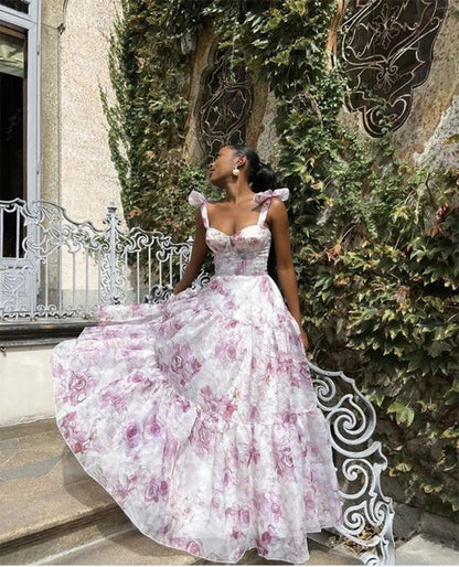 Elegant Off-Shoulder Maxi Dress with 3D Floral Design
