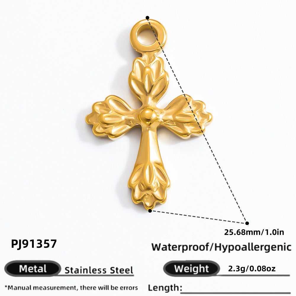 Cross Pendant Accessories DIY Jewelry Stainless Steel 18K Gold Bracelet Necklace