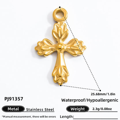 Cross Pendant Accessories DIY Jewelry Stainless Steel 18K Gold Bracelet Necklace