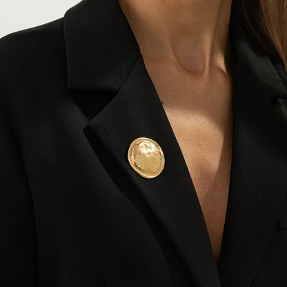 Exaggerated Irregular Metal Pleated Brooch Trendy Fashion Jacket Pin