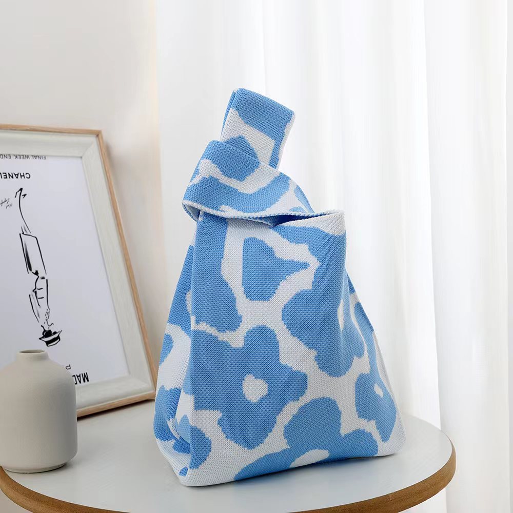 Knitted Tote Bag With Cute Designs Soft Polyester Casual