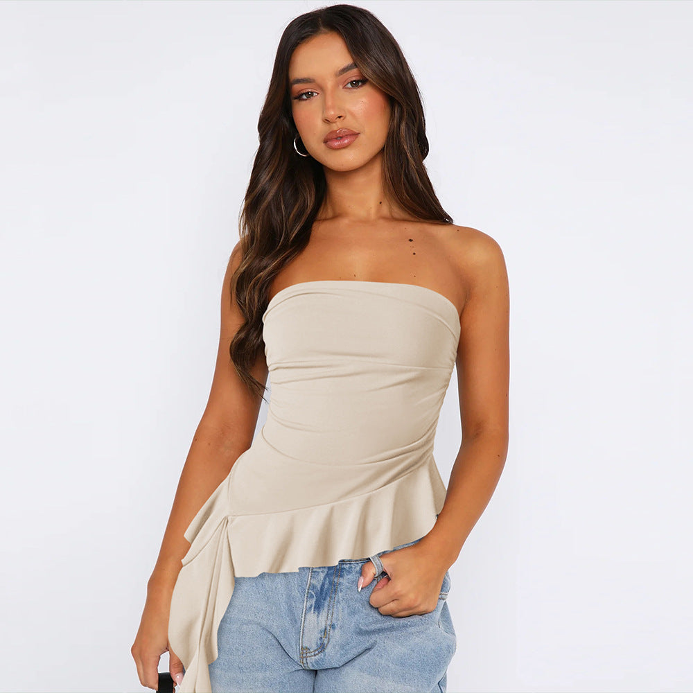 Y2K Slim Fit Fringe Crop Top for Women