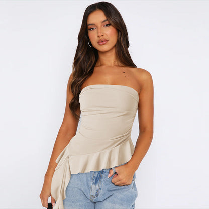 Y2K Slim Fit Fringe Crop Top for Women
