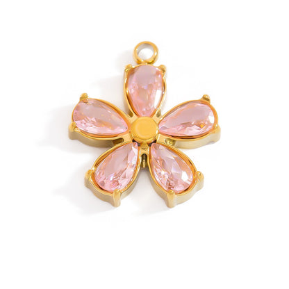 Luxury Stainless Steel Jewelry Accessories Elegant Heart-Shaped Stones