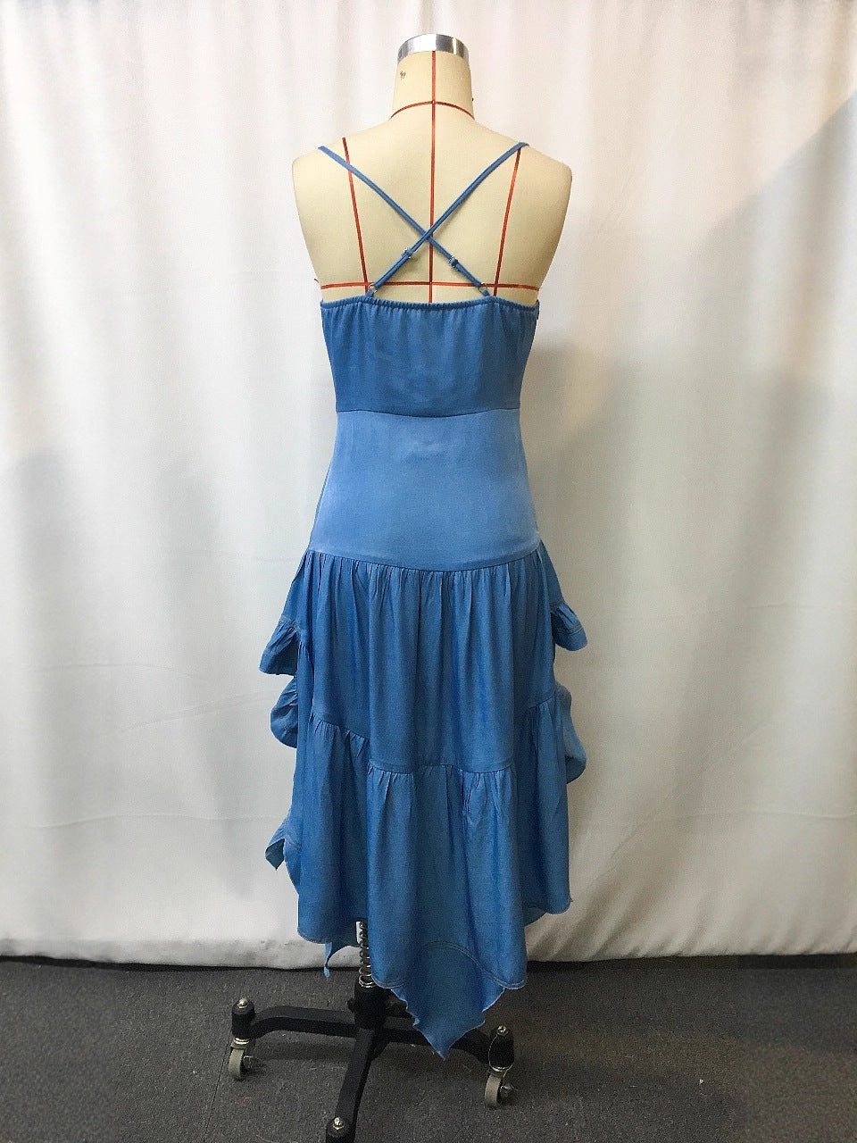 Vintage Bohemian Ruffled Midi Dress for Women