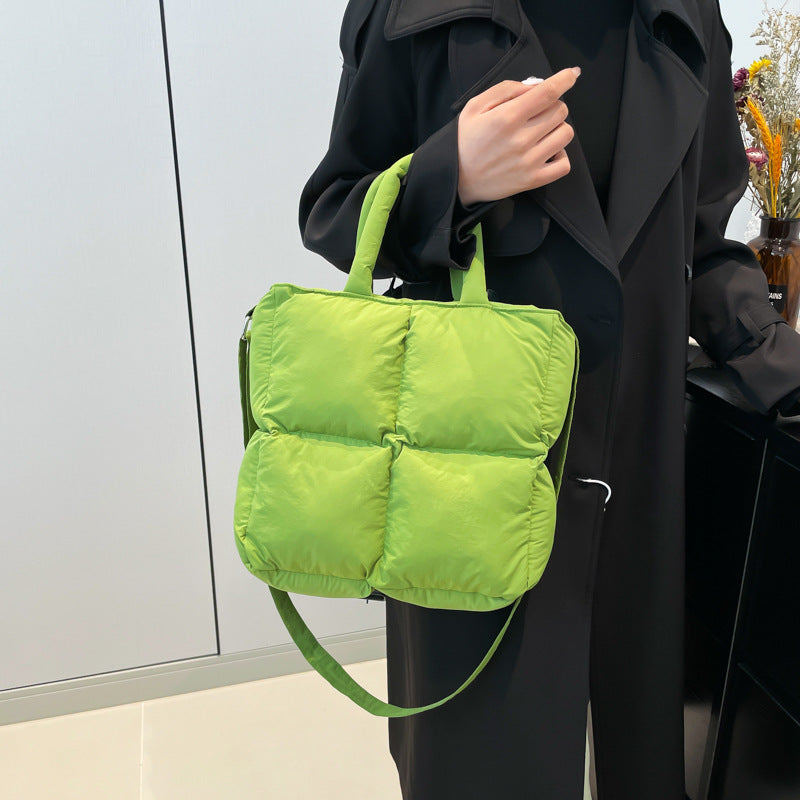 Soft Quilted Nylon Tote Bag Stylish Casual Handbag
