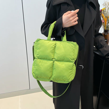 Soft Quilted Nylon Tote Bag Stylish Casual Handbag