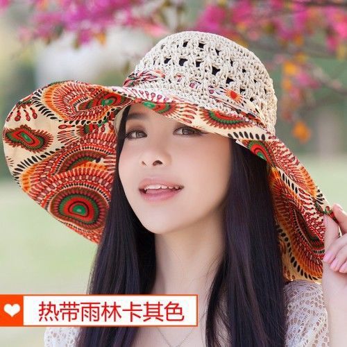 Hat Women'S New National Style Big Eaves Sun Protection Hat Uv Fisherman Hat Straw Hat