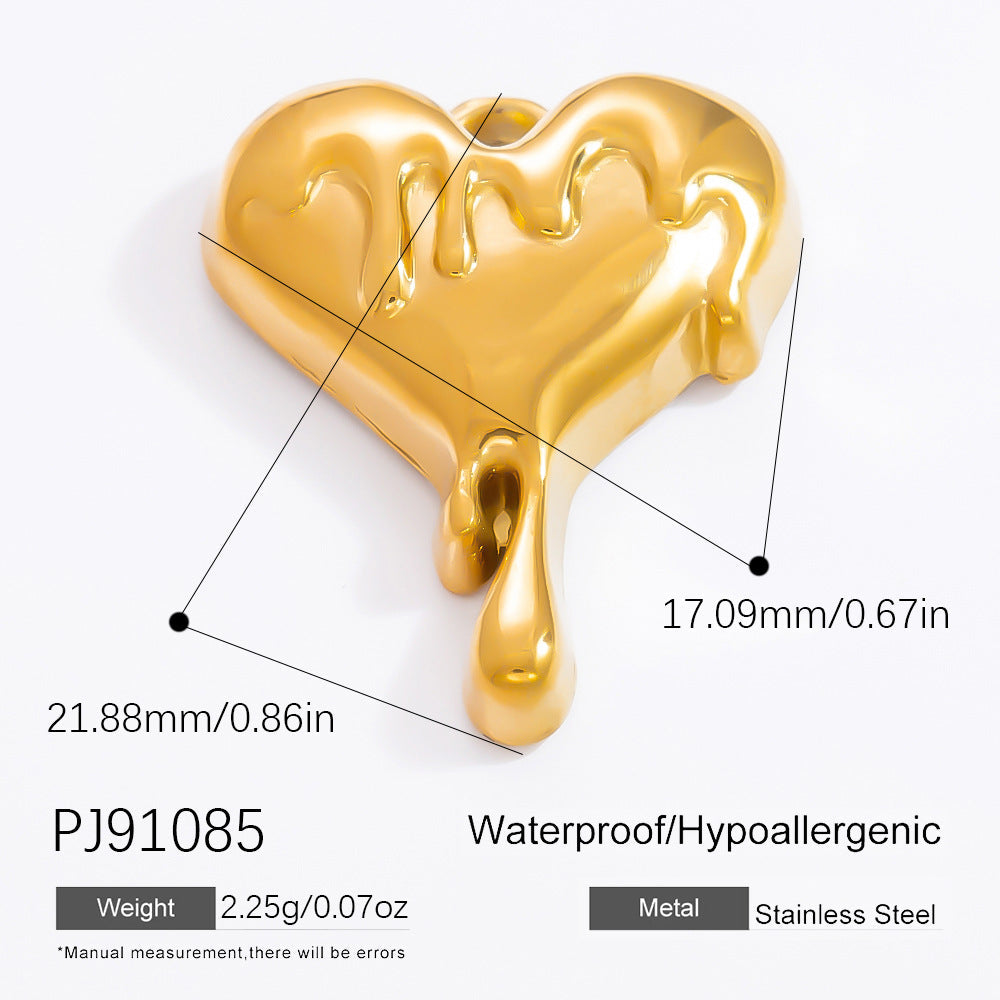 Heart-Shaped Stainless Steel 18K Gold Necklace Pendant DIY Jewelry