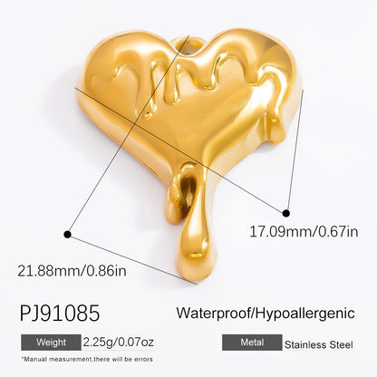 Heart-Shaped Stainless Steel 18K Gold Necklace Pendant DIY Jewelry