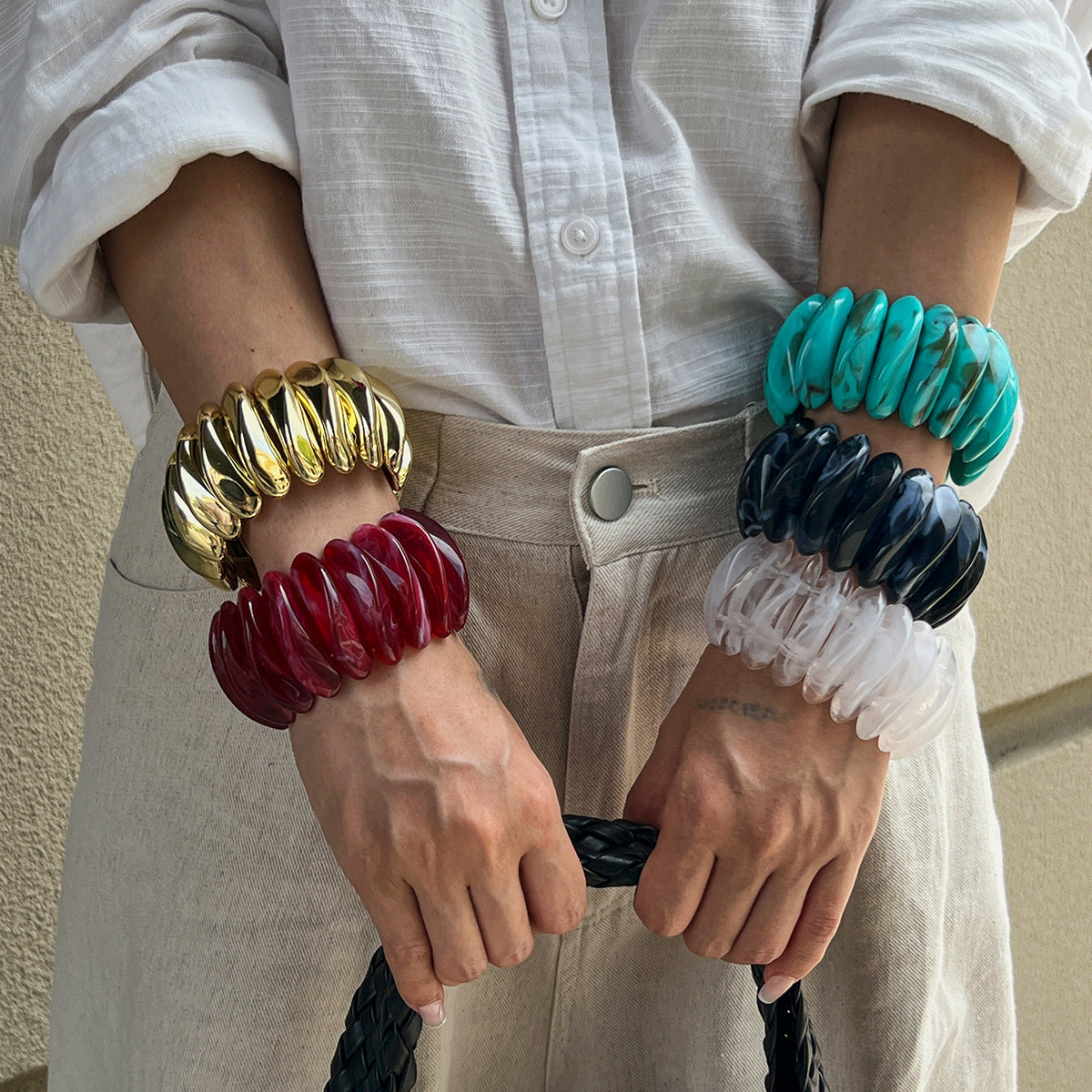 Unique Resin Gradient Bangle Stylish Stretch Bracelet