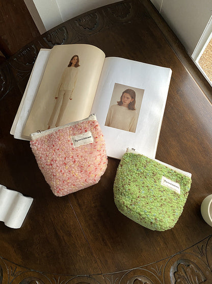 Trendy Mini Plush Makeup Bag Cute Portable Storage Pouch