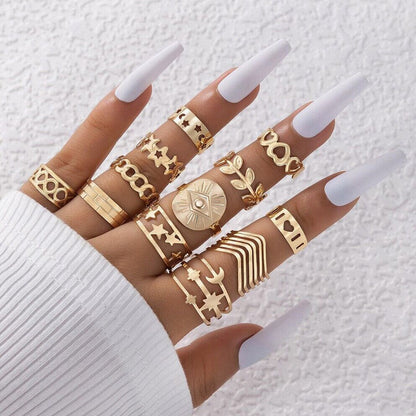 Fashionable Geometric Butterfly Open-Ended Adjustable Rings Set