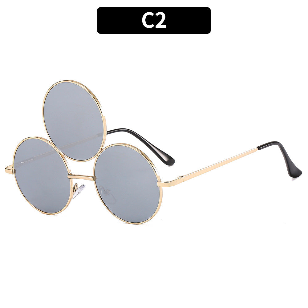 Trendy Round Sunglasses with Unique Double Ring Design