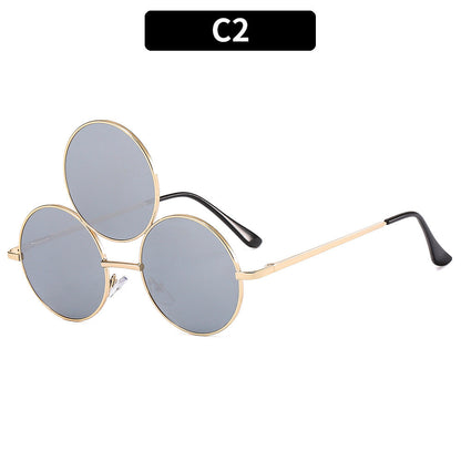 Trendy Round Sunglasses with Unique Double Ring Design