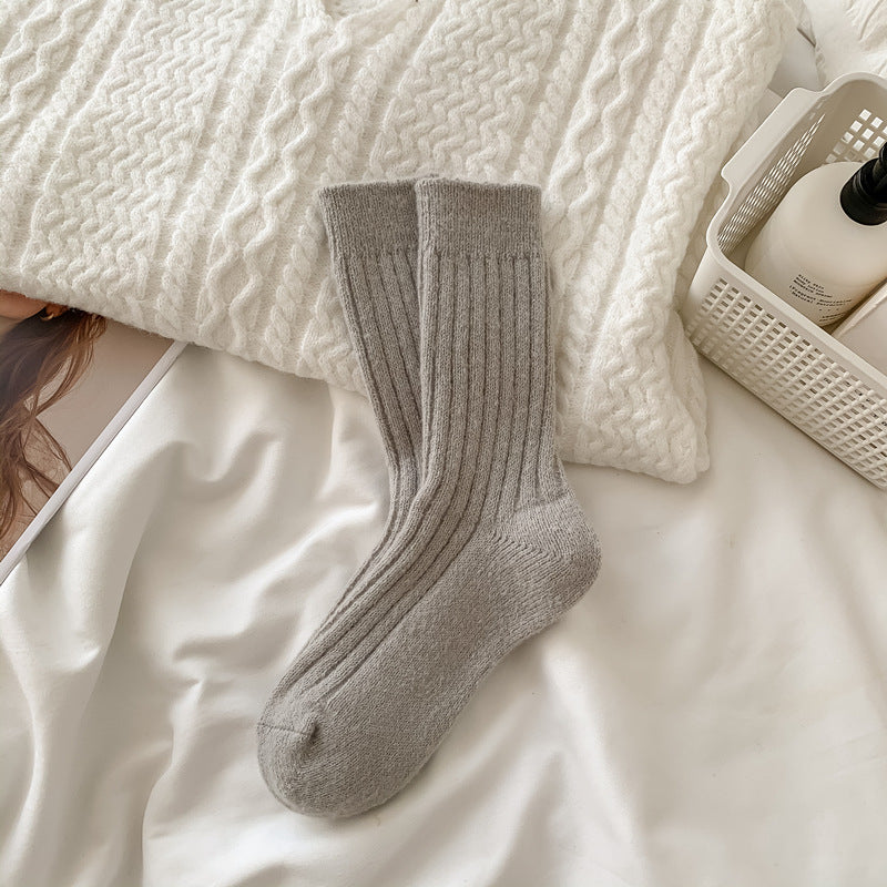 Casual Solid Color Thicken Plush Crew Socks