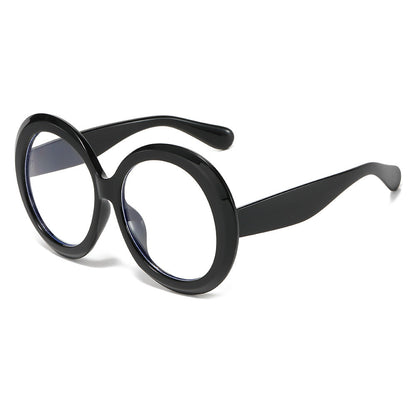 Oversized Round Frame Sunglasses with Anti-Blue Light Lenses
