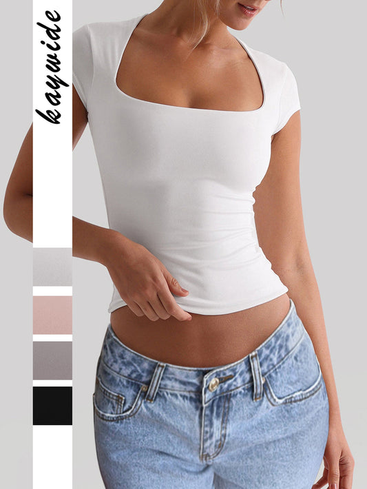 Skinny Fit Women's Yoga T-Shirt - Lightweight Polyester - Casual Activewear
