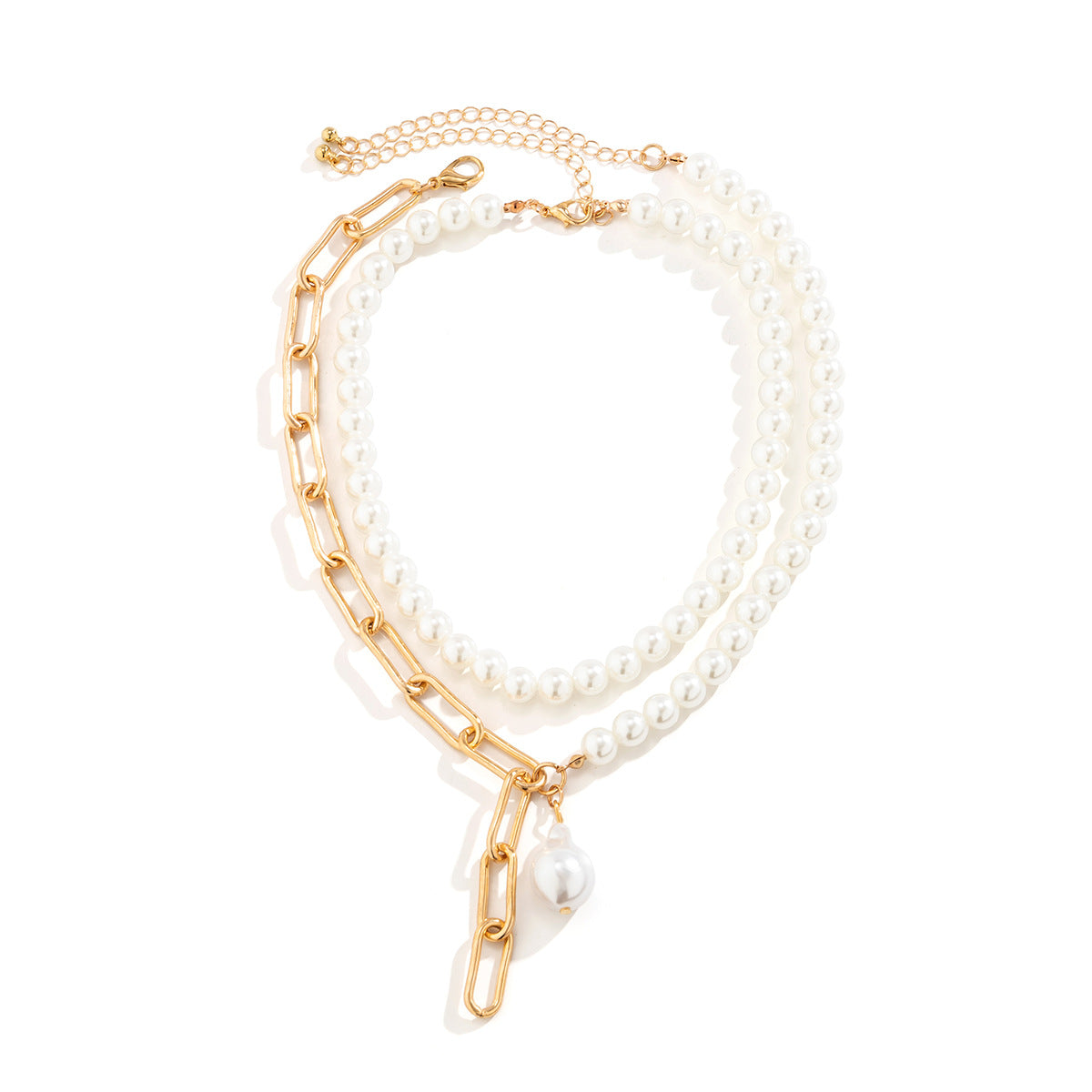 Baroque Style Irregular Pearl Necklace Creative Geometric Chain