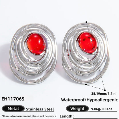 Geometric Drop Earrings Stainless Steel 18K Gold Plated