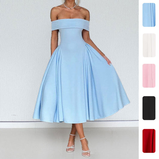 Off-Shoulder Elegant A-Line Dress Casual Polyester