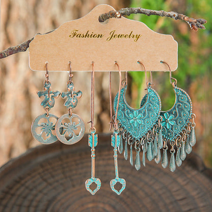 Vintage Geometric Hollow Earrings Alloy Holiday Style