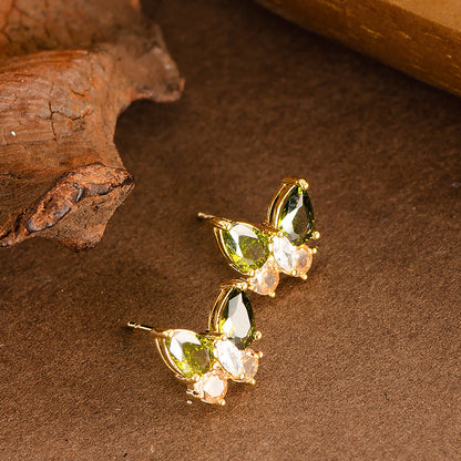 Butterfly Crystal Zircon Stud Earrings Elegant Minimalist Jewelry