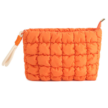 Puffer Quilted Solid Color Portable Cosmetic Bag