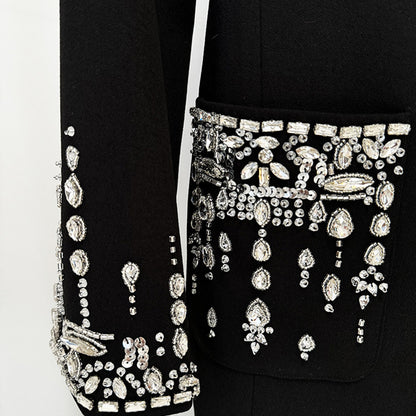 Elegant Tailored Satin Dress With Beaded Embellishments