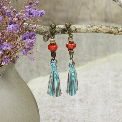 Geometric Handmade Tassel Earrings Retro Bohemian Accessories