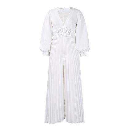 Chic Elegant Mesh Jumpsuit With Wide Legs