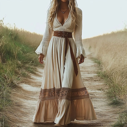 Bohemian Vintage Western Style Women’s Maxi Dress