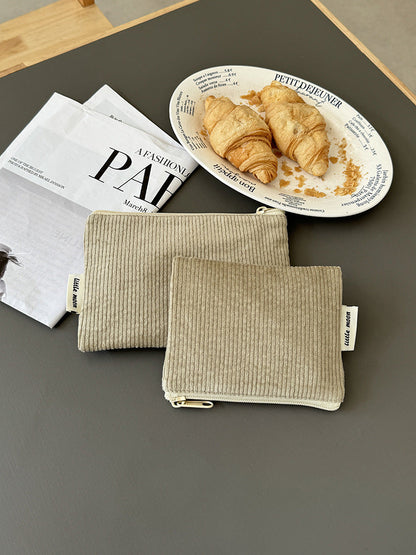 Corduroy Makeup Bag Mini Portable Storage Pouch