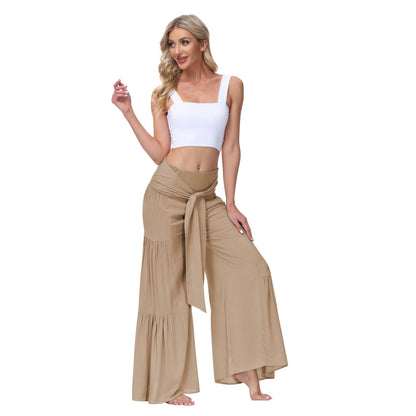 Casual Loose Wide Leg Pants With Drawstring High Waist