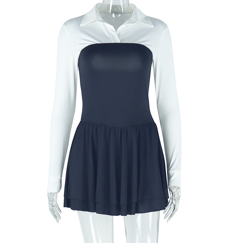 Color Block Cardigan Dress Stylish Casual Dress