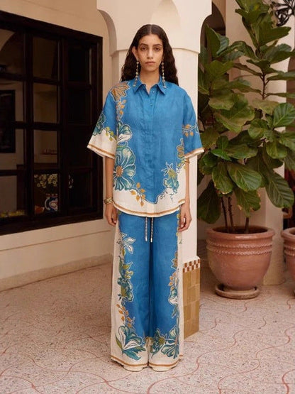 Casual Chic Loose-Fit Short Sleeve Shirt Set