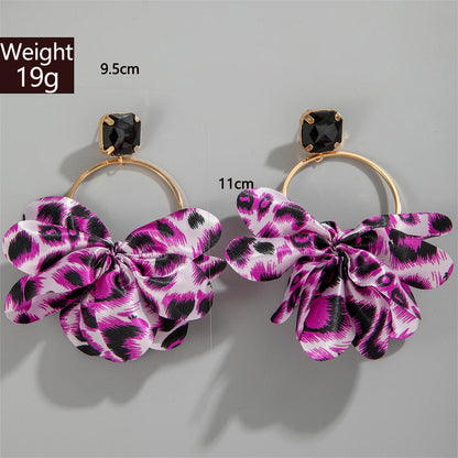 Geometric Leopard Print Resin Drop Earrings For Women