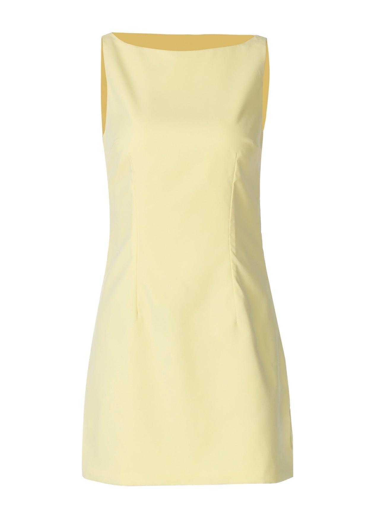 Sleeveless Bodycon Mini Dress In Yellow Structured Fabric